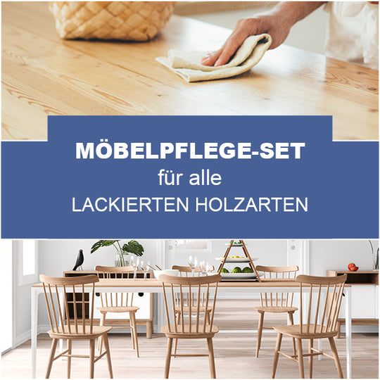 Das Möbelpflege-Set von OL Lacke für alle lackierten Holzarten