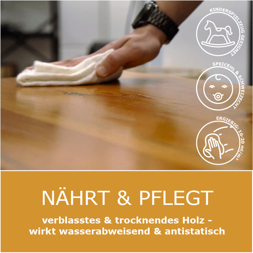 Holzpflege für Boden, Treppe und Möbel – geölte Holzoberflächen einfach pflegen und schützen mit OLI-NATURA Pflegeprodukten