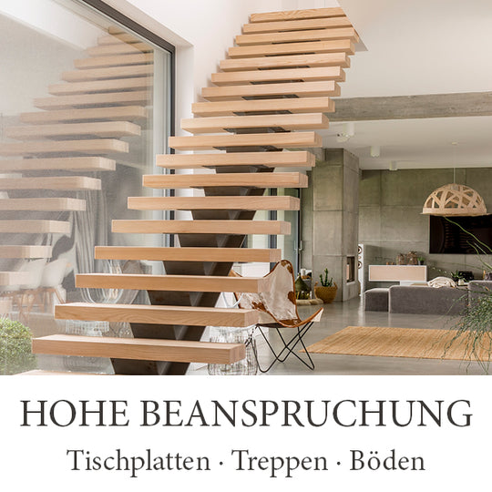 Scandic-Oil Holzöl mit H2O-Hardener für stark beanspruchte Holzflächen wie Treppen, Tischplatten und Böden
