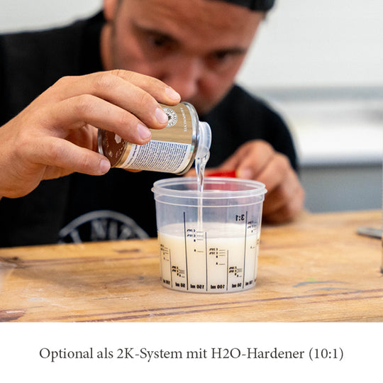 Scandic-Oil optional als 2K-System mit H2O-Hardener im Mischungsverhältnis 10:1