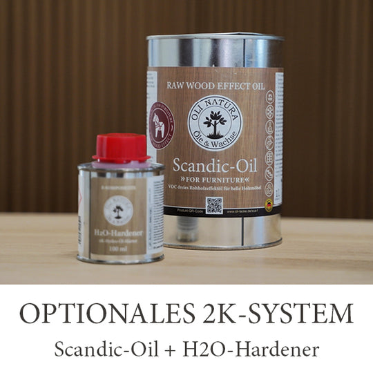 OLI-NATURA Scandic-Oil Rohholzeffekt-Öl mit H2O-Hardener als optionales 2K-System für besonders strapazierfähige Holzoberflächen